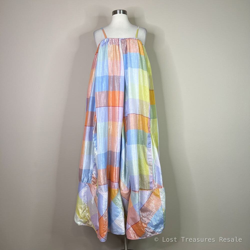 Anthropologie | Pilcro Metallic Colorful Plaid Tent Maxi Dress Plus Size 1X - Picture 2 of 11